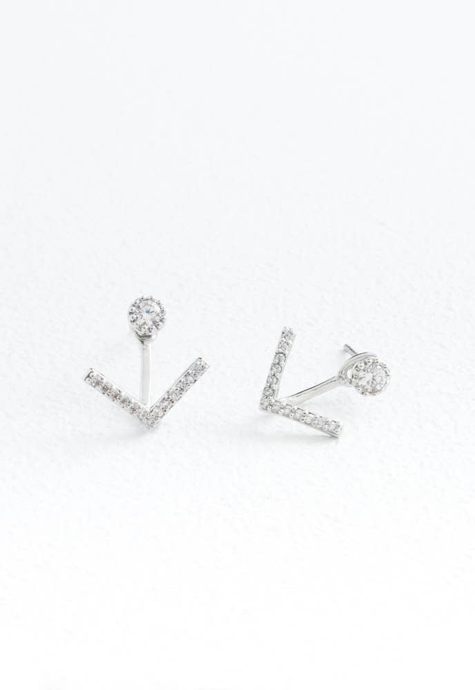 Lulu Ear Jacket Studs in White Gold
