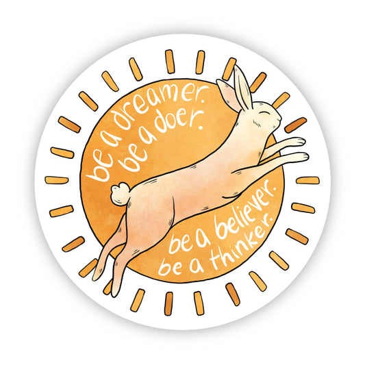 Be A Dreamer Rabbit & Sunshine Sticker - Brown