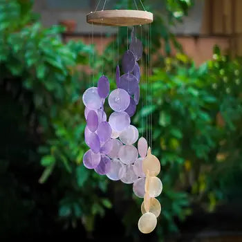 Spiral Capiz Chimes Wood Top