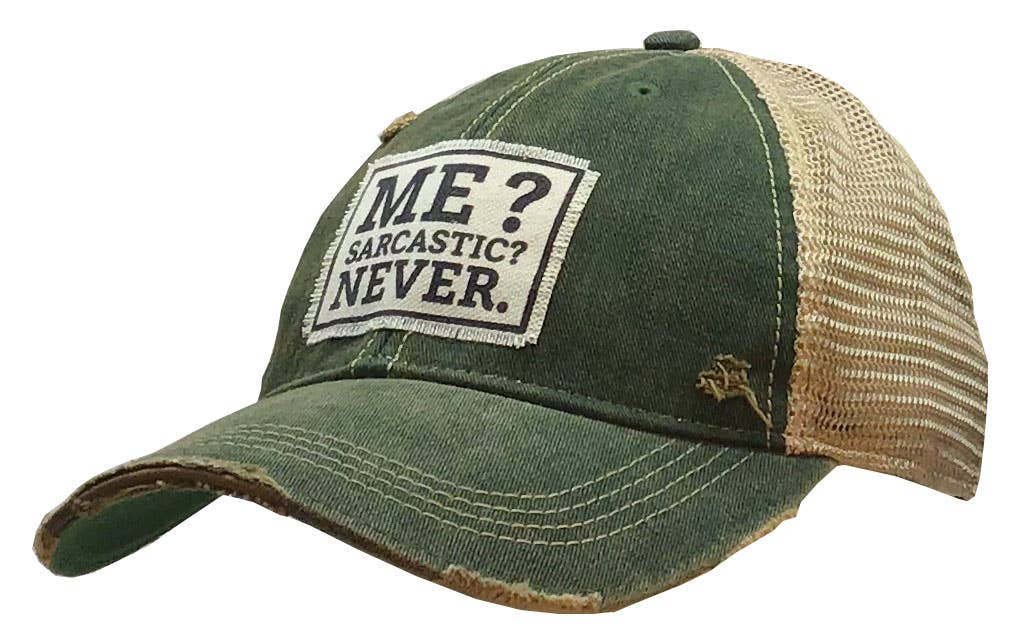 Me? Sarcastic? Never Distressed Cap Unisex