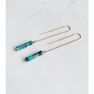 Turquoise Heishi Threader Earrings