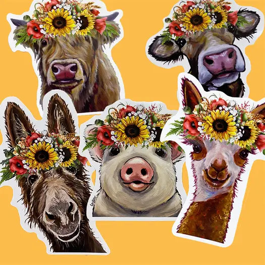 Farm Animals with Sunflowers
