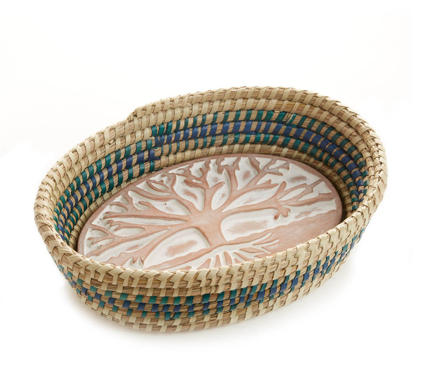 Breadwarmer Tree of Life in Blue Detail Basket