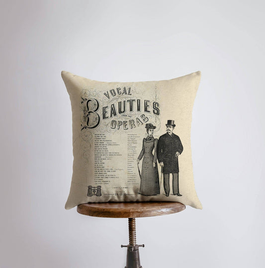 Vintage Opera Program Pillow Cover
