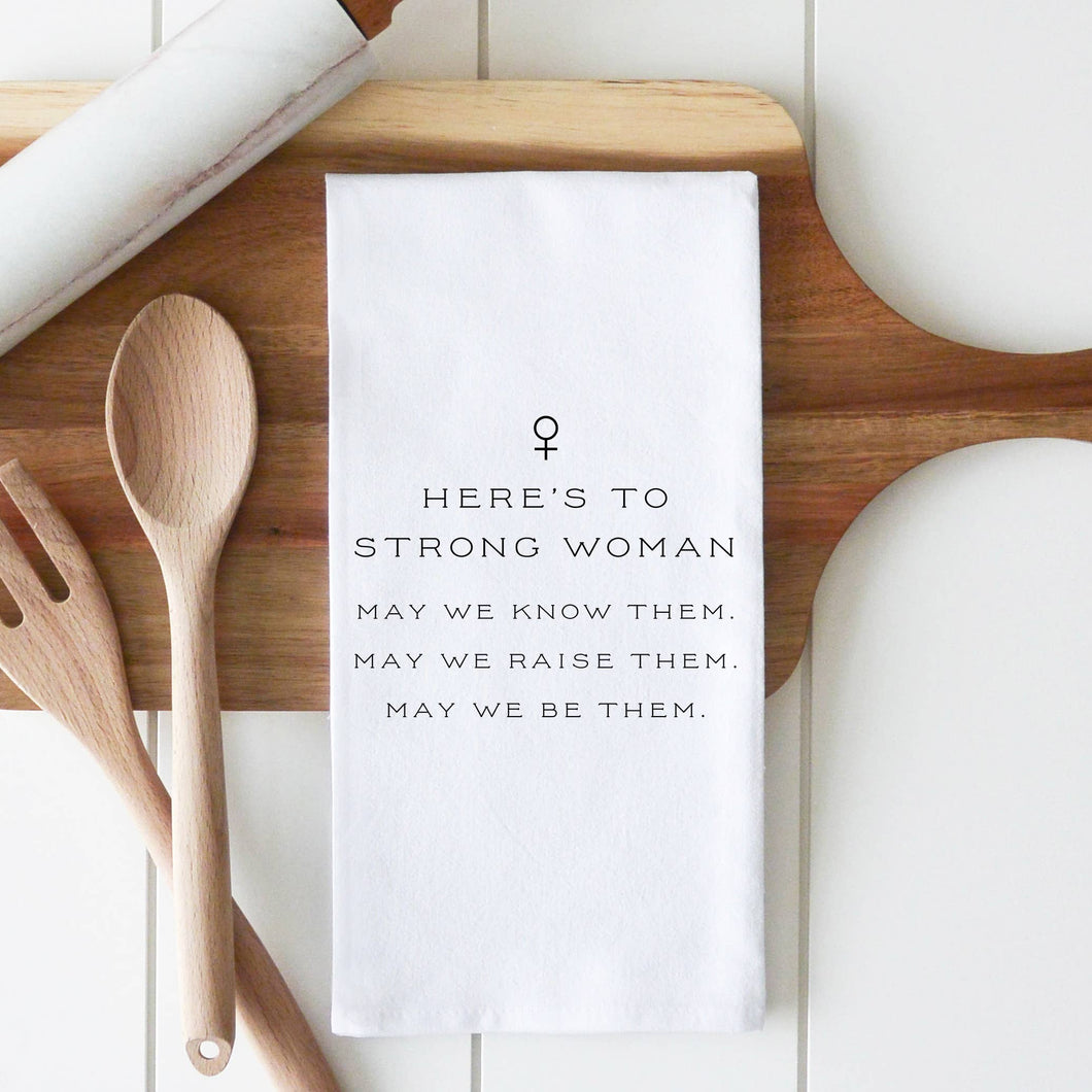 Strong Woman Tea Towel: Natural • Cotton/Linen Blend