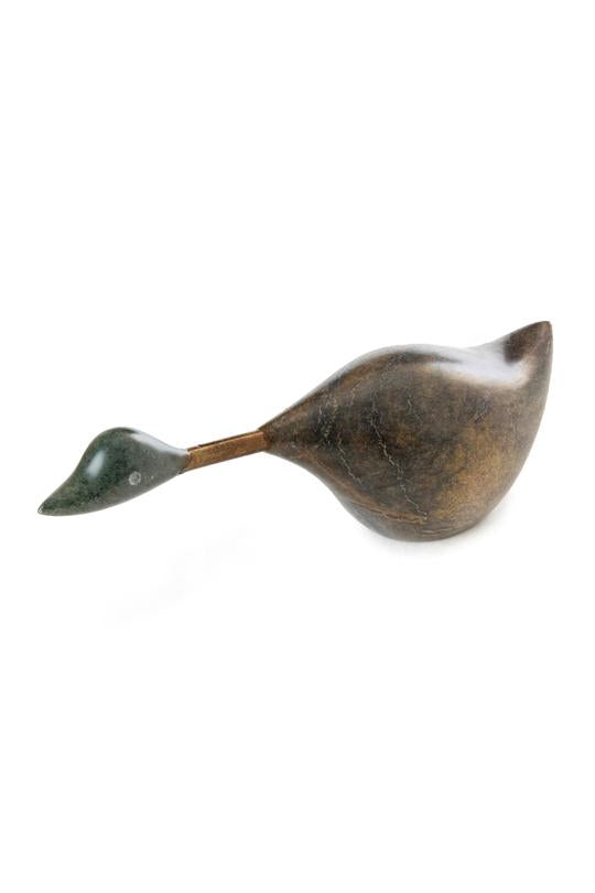 Shona Metal and Stone Abstract Duck Sculpture