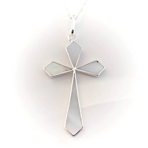 Inlaid Mother-Of-Pearl Cross Necklace