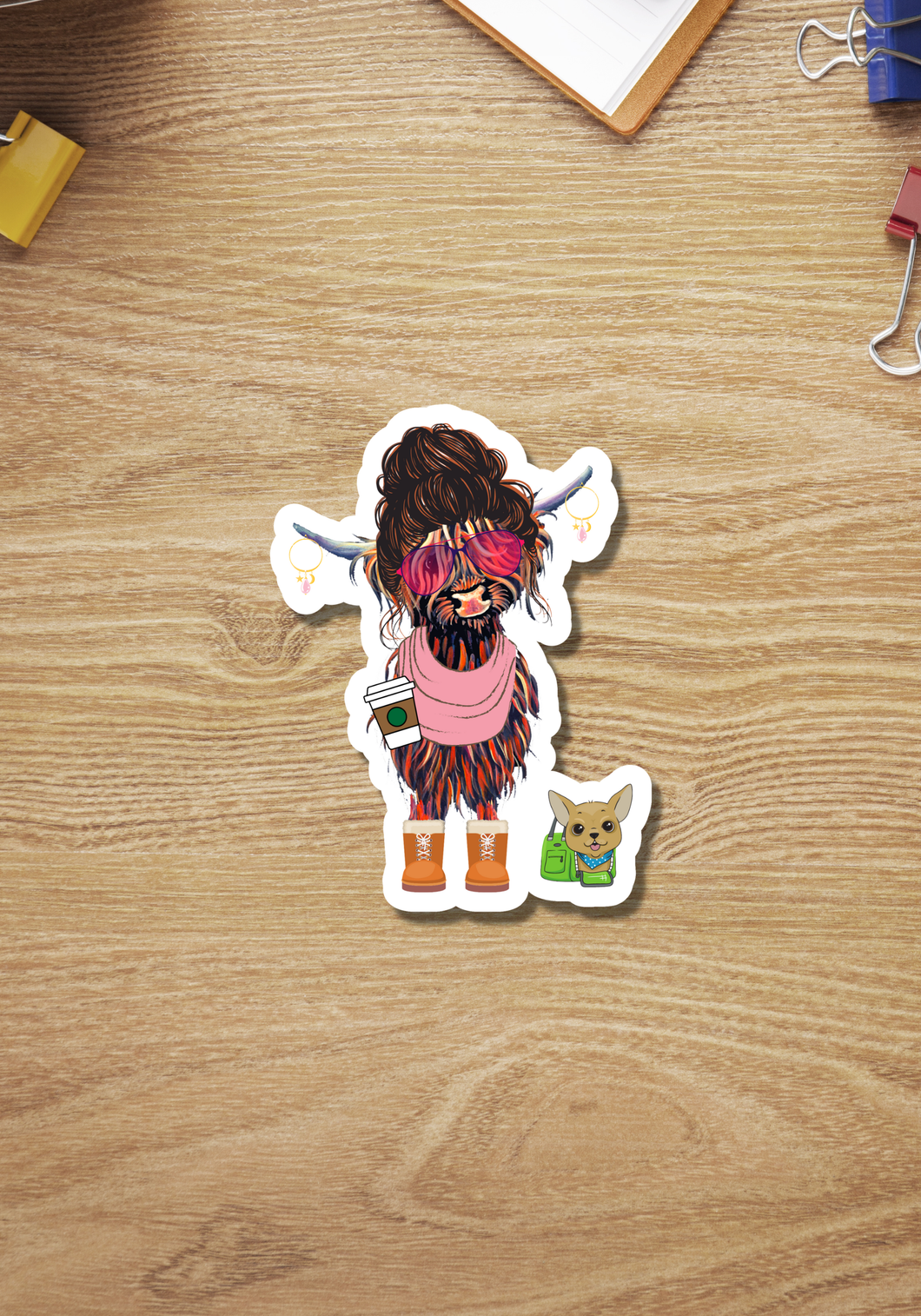 Funny Basic Bitch Highland Cow Sticker