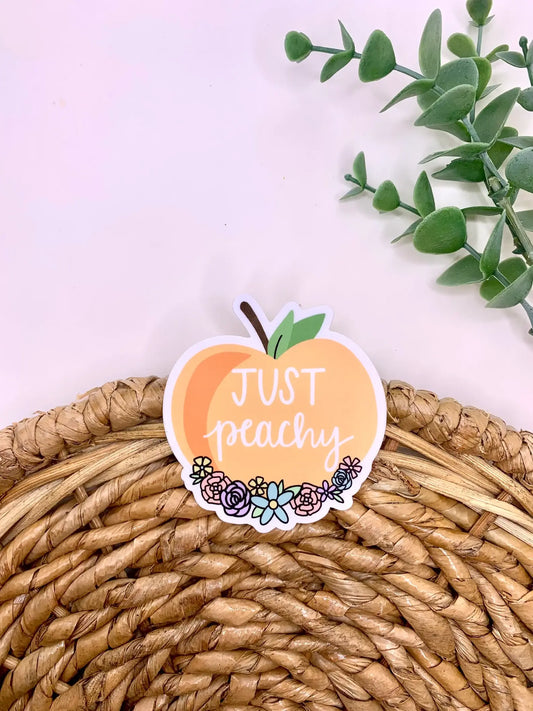 Just peachy sticker, peach sticker, floral peach decal