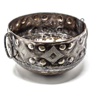 Hammered Metal Bowls with Round Handles