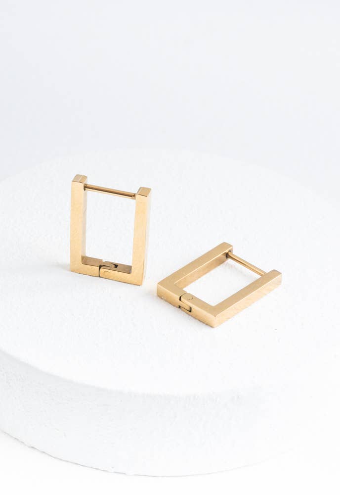 Hope Squared Huggies in Gold