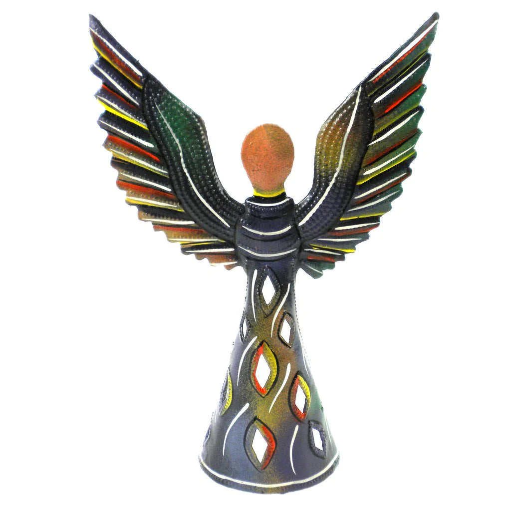 Standing Angel Haitian Metal Drum Tabletop Decor