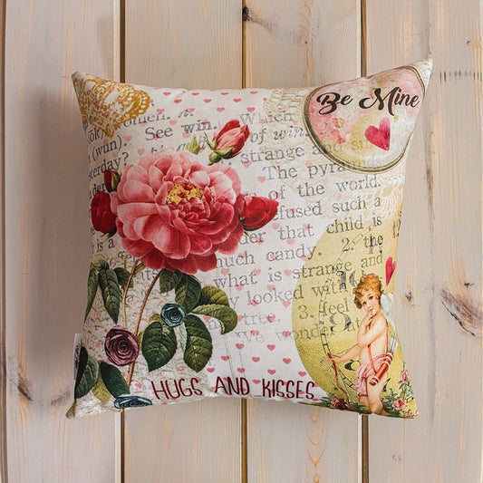 Vintage Valentines Flower Pillow Cover