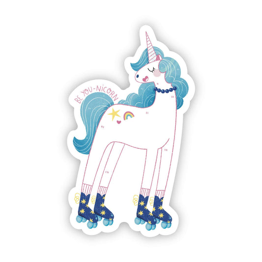 Be You Unicorn on Rollerskates Sticker