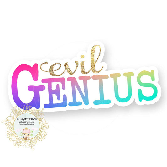 Evil Genius Rainbow Funny Sarcastic Vinyl Sticker