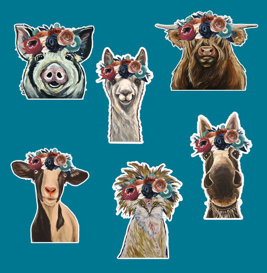 Dark Boho Animal Sticker Bundle, 30 Stickers/5 of Each Style