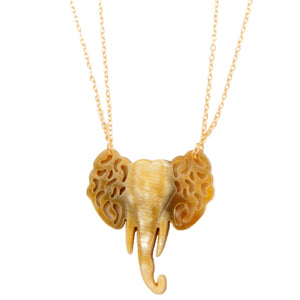 Elephant Pendant Bullhorn Necklace