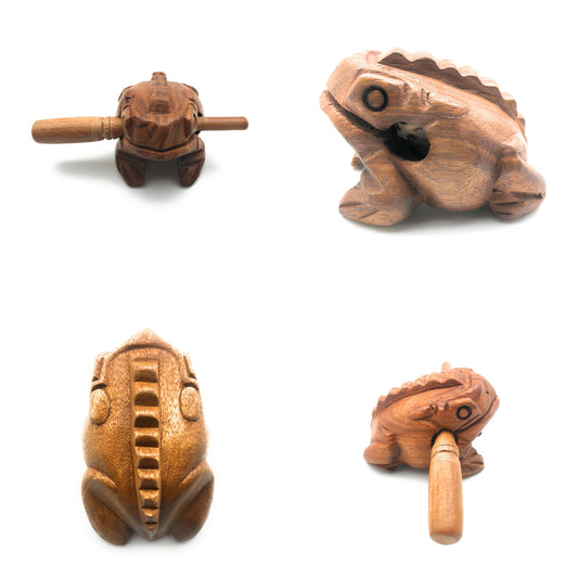 4 inch Light Brown Wooden Croaking Frog Drum