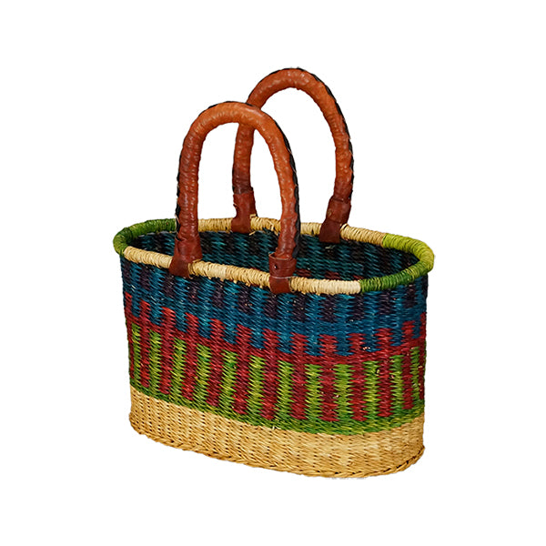G-141 Small Oval Basket w/ Leather Handles