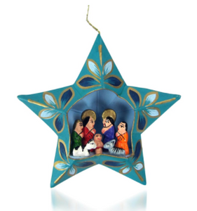 Blue Star Nativity Ornament