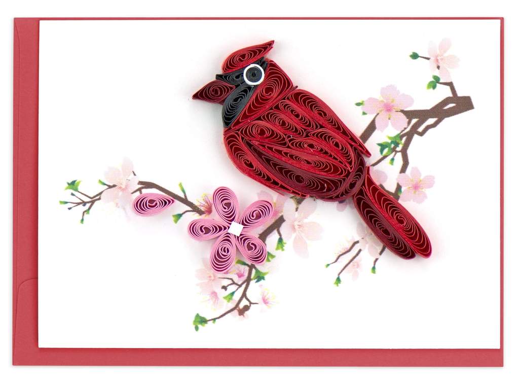 Quilled Cardinal Gift Enclosure Mini Card