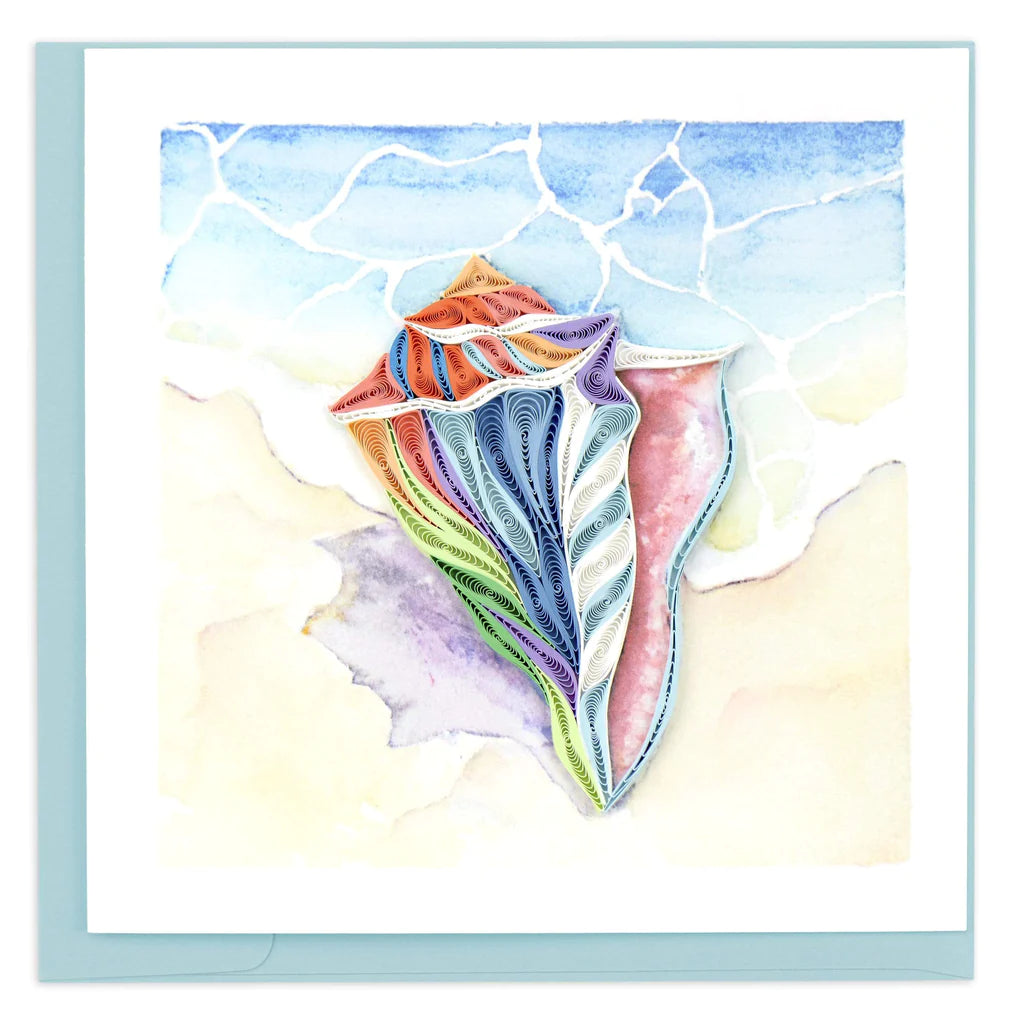 Quilled Rainbow Conch Shell Greeting Card