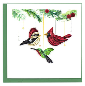 Quilled Holiday Bird Ornament Greeting Card