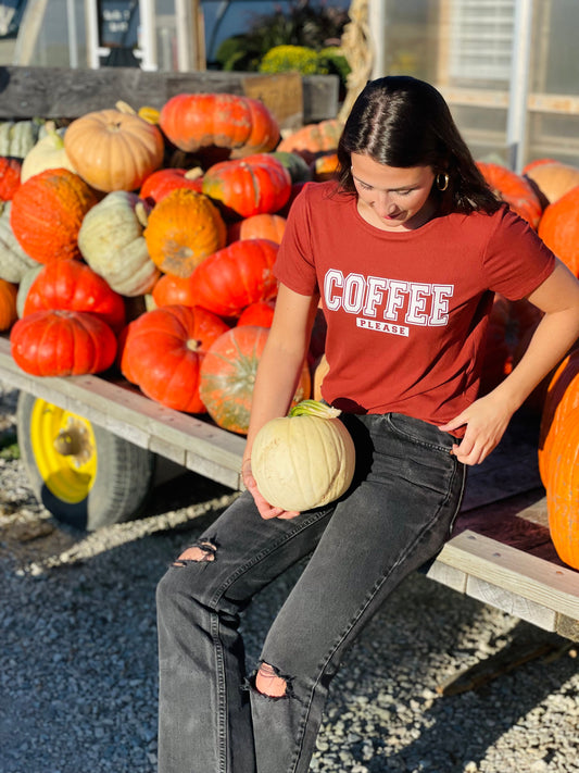 Pumpkin Ribbed Coffee Please Tee
