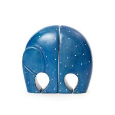 Polka Dot Blue Elephant Bookends