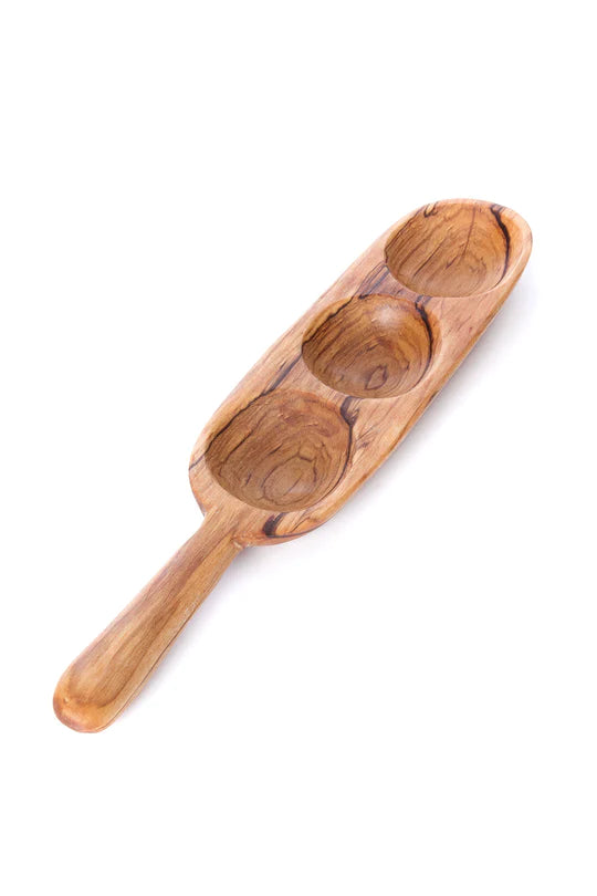 Wild Olive Wood Triple Well Serving Tray
