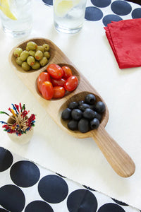 Wild Olive Wood Triple Well Serving Tray
