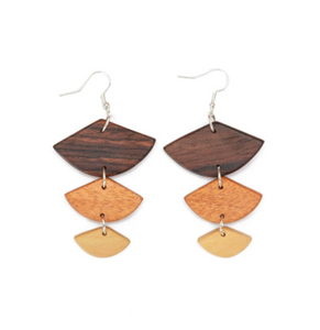 Golden Wood Geometric Earrings