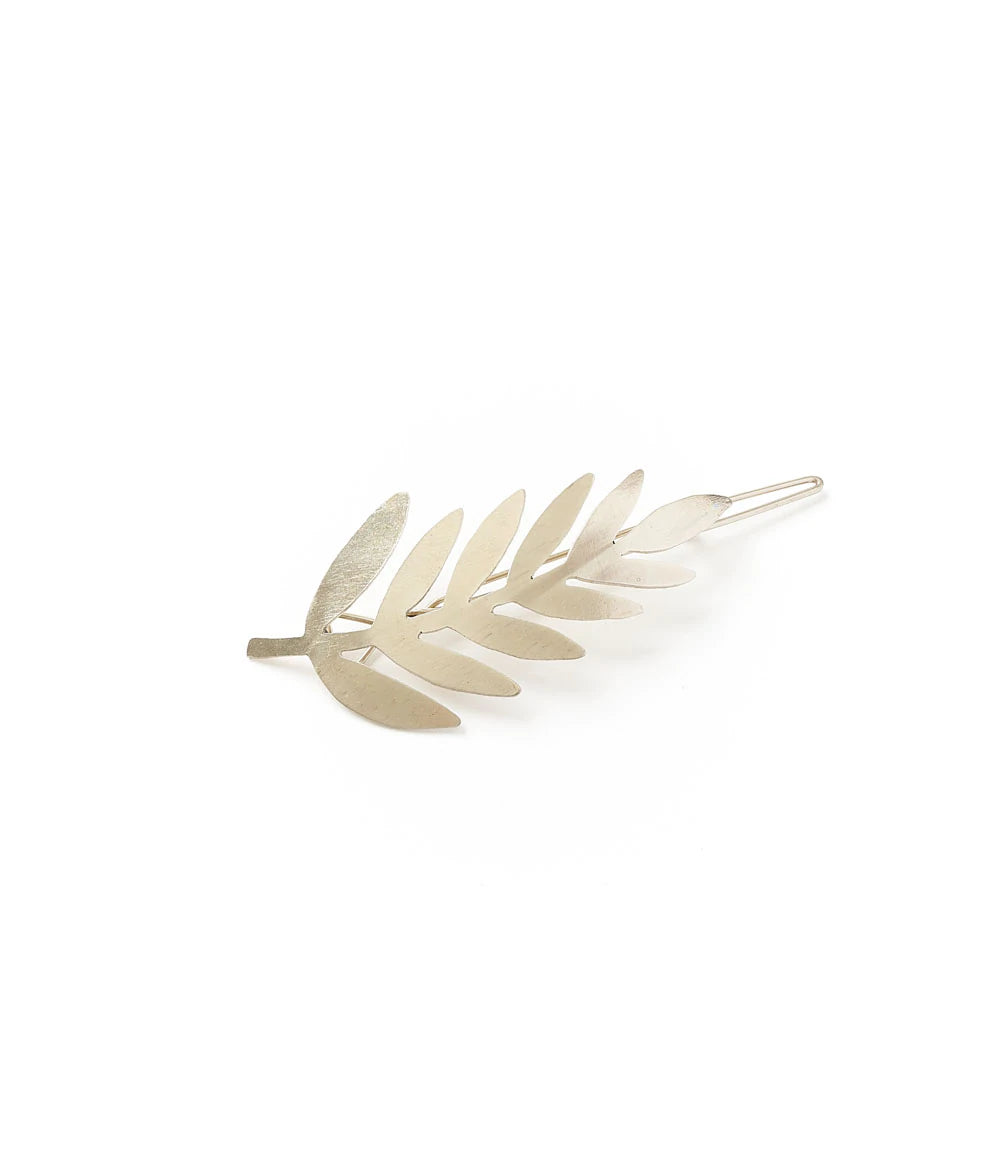 kavya barrette silver fern finish