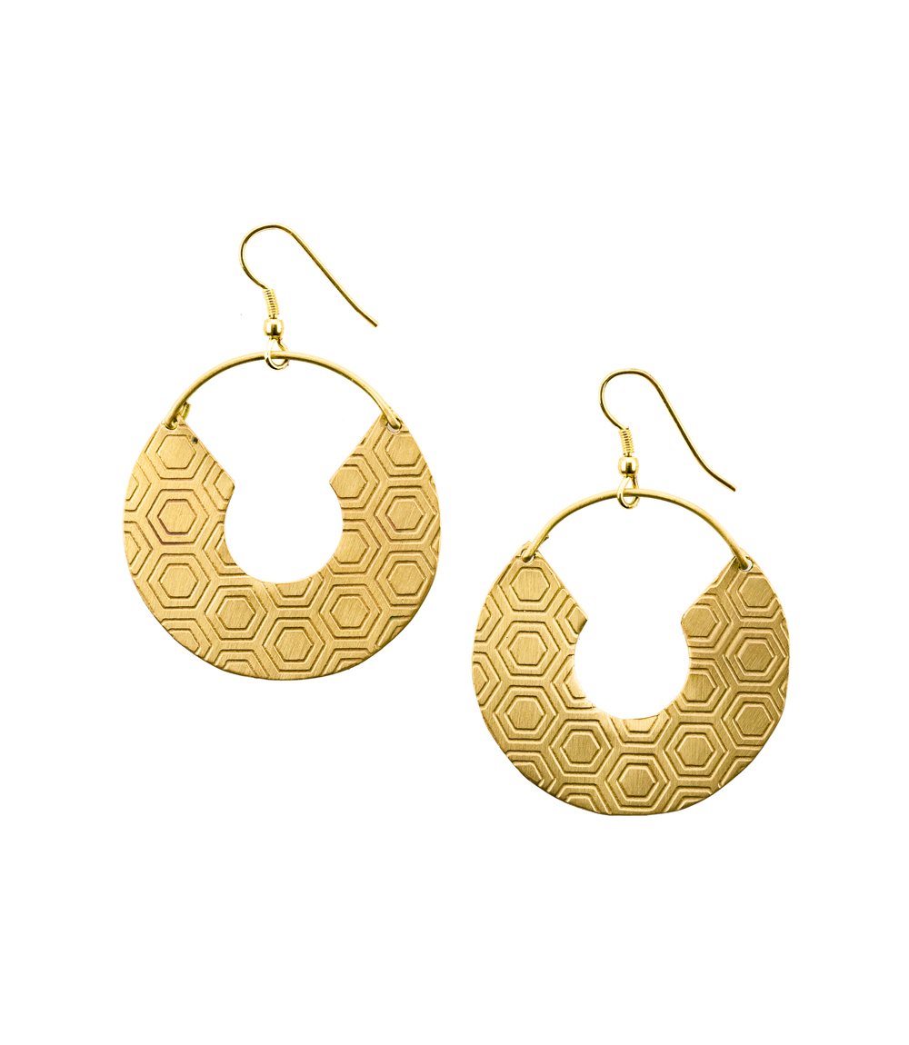 Jaladhi Earrings - Gold Honeycomb