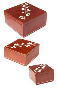 African Bamboo Square Soapstone Boxes