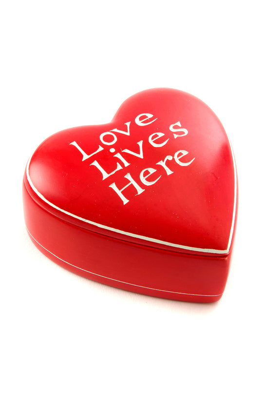 Love Lives Here Soapstone Heart Box