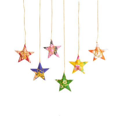 Recycled Sari Star Ornaments
