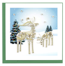 Load image into Gallery viewer, Quilled Snowy Reindeer Holiday Greeting Card

