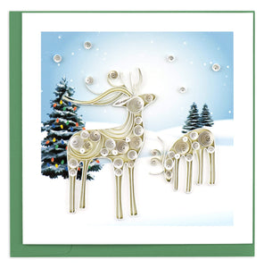 Quilled Snowy Reindeer Holiday Greeting Card