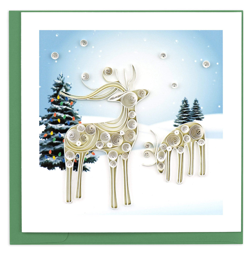 Quilled Snowy Reindeer Holiday Greeting Card