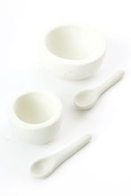 Load image into Gallery viewer, White Soapstone Salt Cups &amp; Spoons Set of 2
