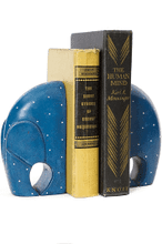 Load image into Gallery viewer, Polka Dot Blue Elephant Bookends

