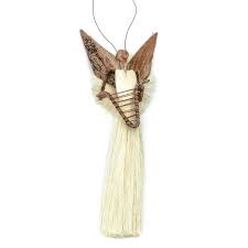 Sisal Angel Ornament with Harp