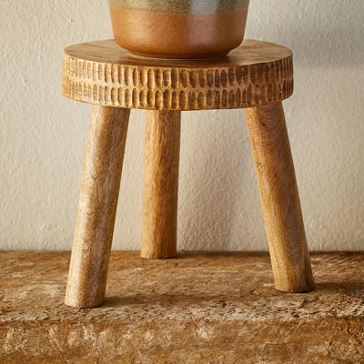 Hand-Carved Mango Wood Plant Stand