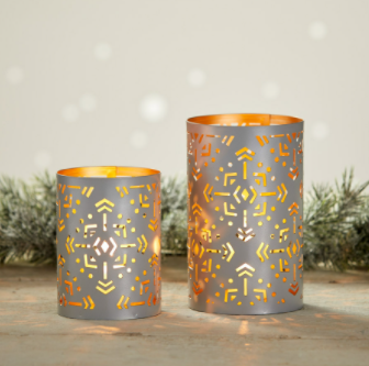 Silver Geo Snowflake Lanterns Set