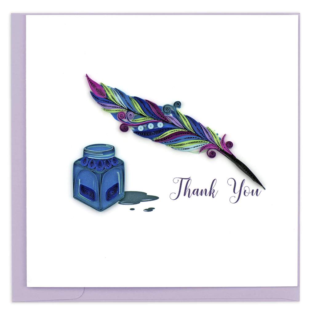 Quilled Quill & Ink Thank You Greeting Card