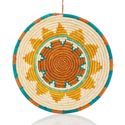 Turaco Feather Teal Raffia Basket
