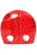 Load image into Gallery viewer, Red Polka Dot Soapstone Elephant Bookends
