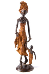 Bronze Mother & Child/Children Walking Sculpture