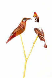Bird Duo Wooden Flower Stake